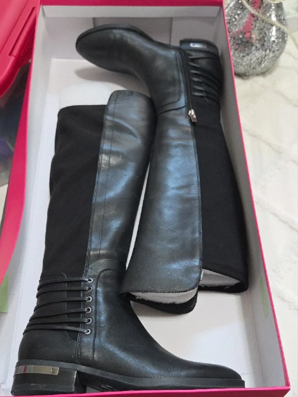 Vince Camuto Black Over-the-Knee Leather Boots